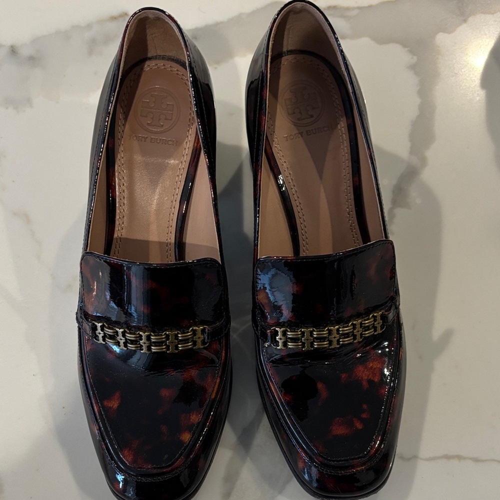 Tory Burch Women's Tortoise Shell Loafers with Gold Accent